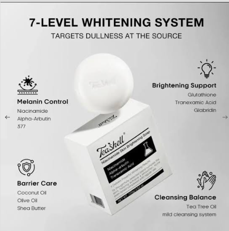 Teashell Niacinamide Skin Brightening Soap 100g | Brightening & Deep Cleansing Soap for Glowing Skin