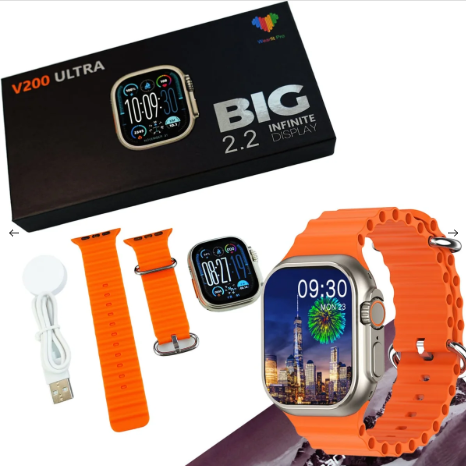 V200 Ultra 2.2" Smart Watch with WearFit Pro App – IP68 Waterproof Bluetooth Calling Fitness Watch (Orange)
