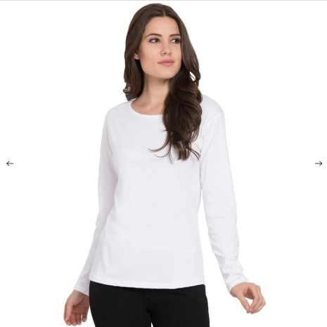 Basic Round Neck Full Sleeves T-Shirt for Women – Soft & Comfortable Casual Wear | XL | Random Color